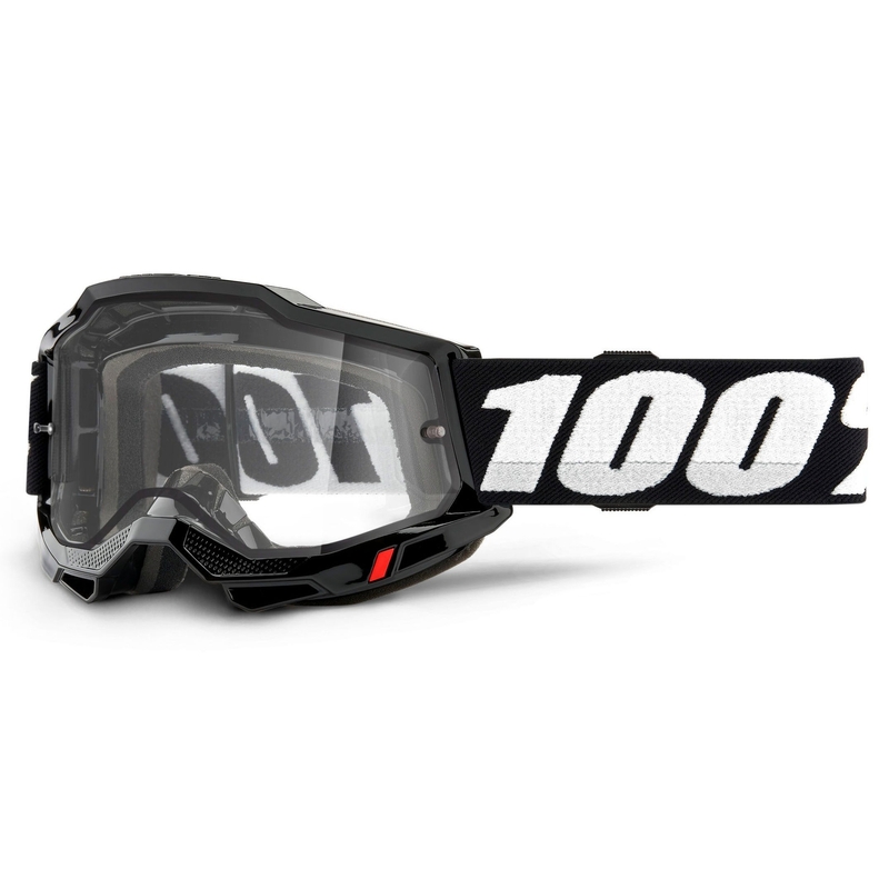 Motocrossbrille 100% ACCURI 2 sort (dobbelt klar plexi)