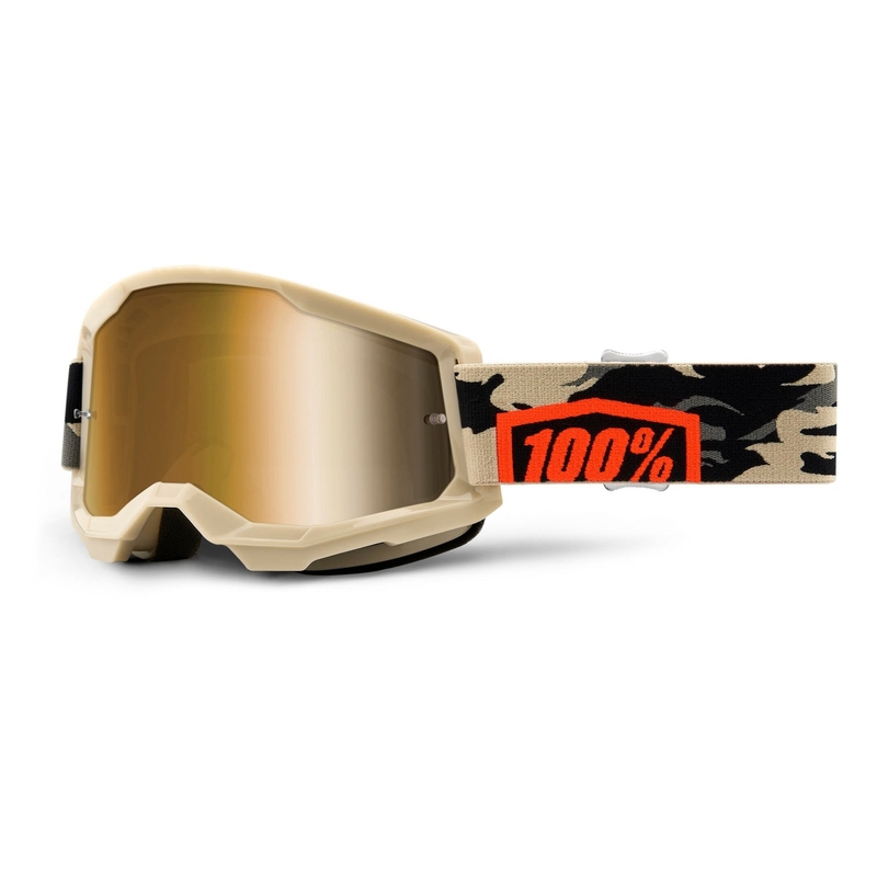 Motocrossbriller 100% STRATA 2 Kombat - ægte beige (guldplexi)