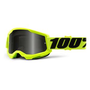 Motocrossbriller 100% STRATA 2 fluogul (røget plexi) udsalg