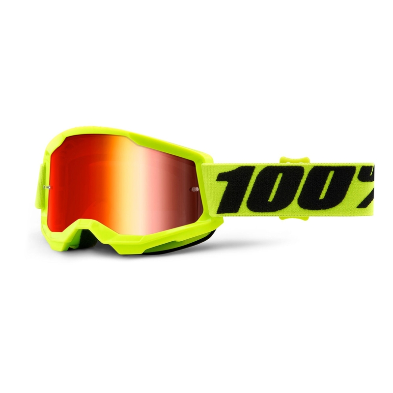 Motocrossbriller til børn 100% STRATA 2 fluogul (rød spejlplexi)