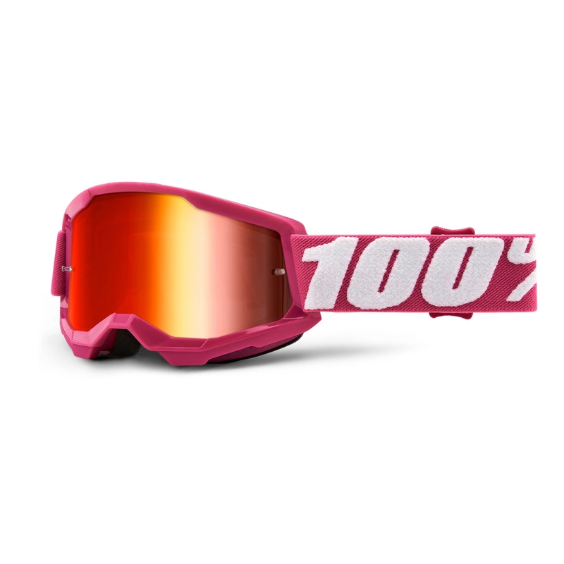 Motocrossbriller til børn 100% STRATA 2 pink (rød spejlplexi)