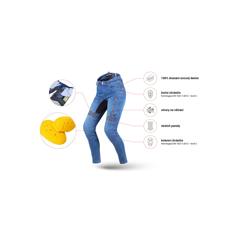 Damejeans Street Racer Stretch II Slim fit CE blå