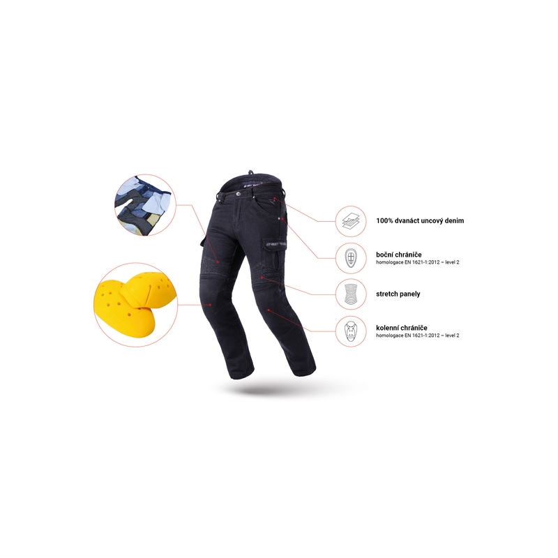 Street Racer Cargo CE Cropped Motorcykel Jeans Sort