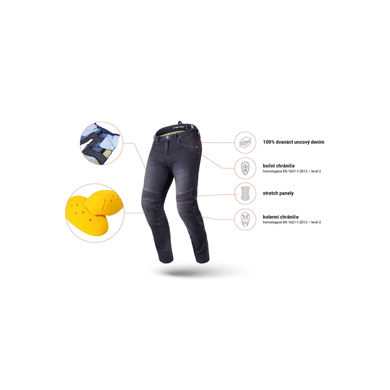 Cropped motorcykeljeans Street Racer Spike II CE Sort
