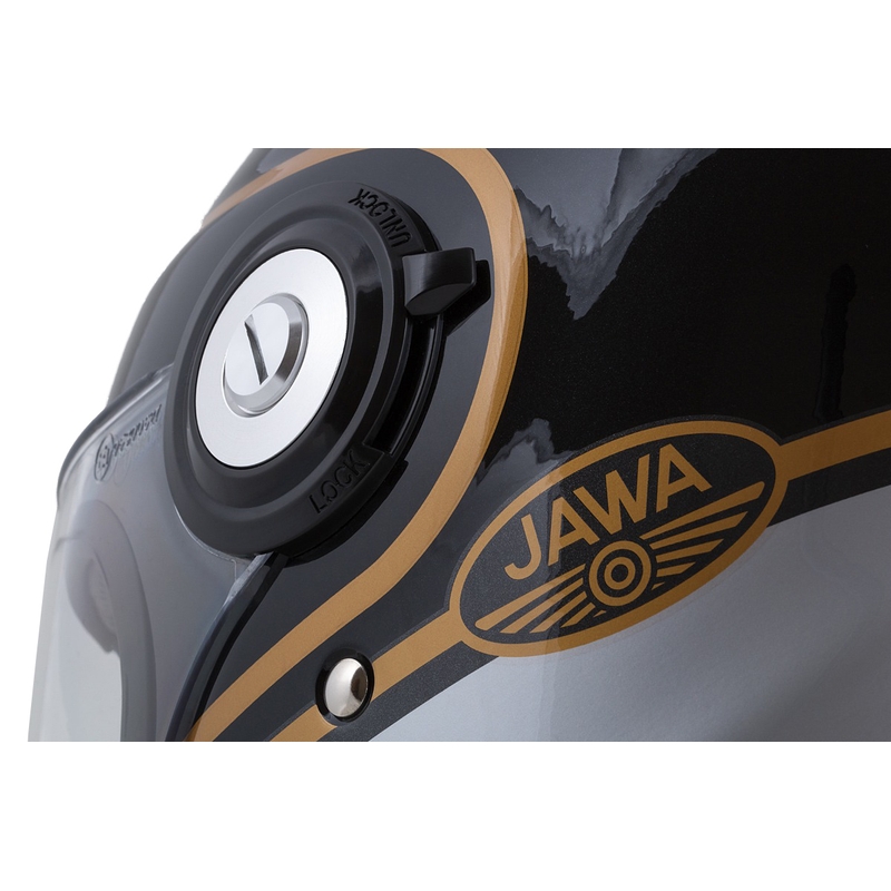 Integral motorcykelhjelm Cassida Fibre Jawa Sport sort-sølv-guld
