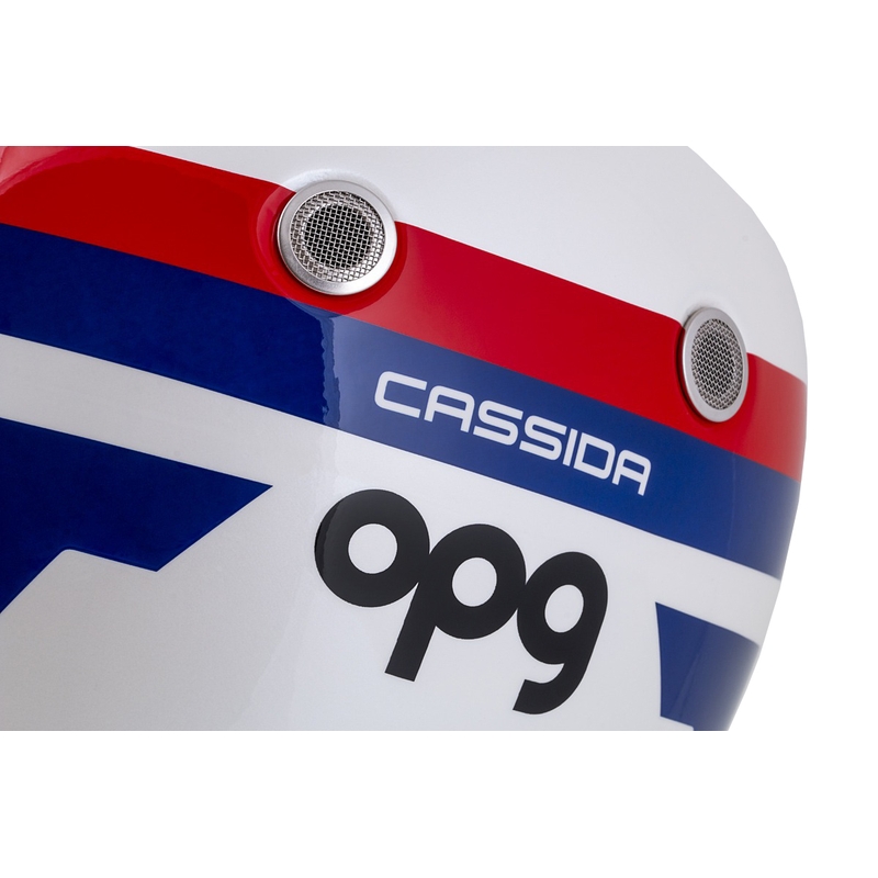 Cassida Fibre OPG integreret motorcykelhjelm hvid-blå-rød