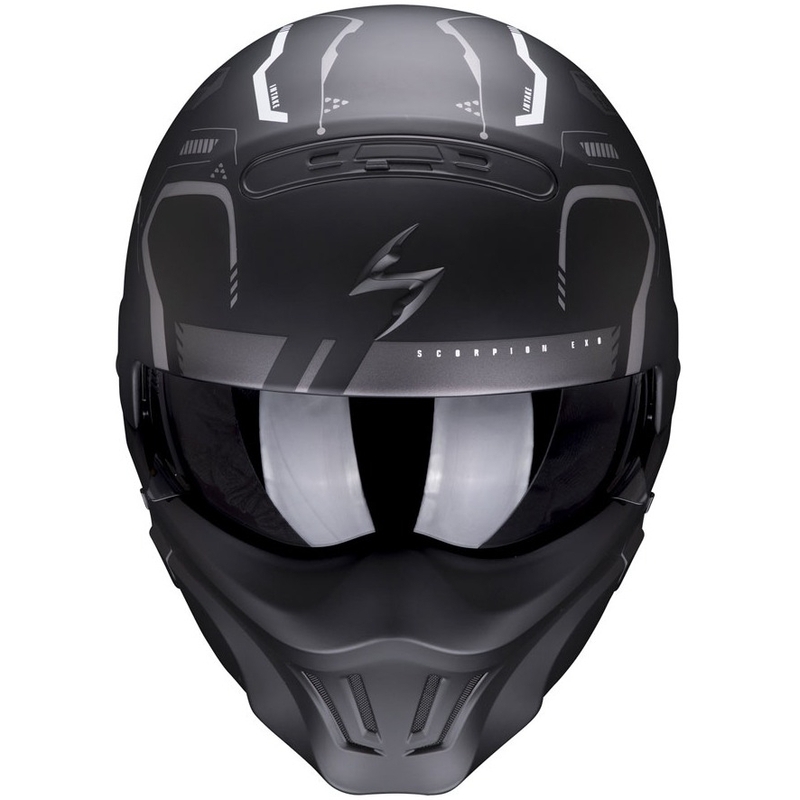 Åben hjelm med maske Scorpion EXO-COMBAT EVO Ram sort-sølv mat