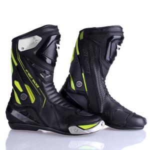 Street Racer GTR motorcykelstøvler sort-fluo gul