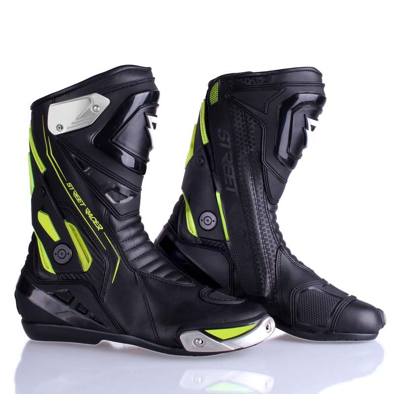 Street Racer GTR motorcykelstøvler sort-fluo gul