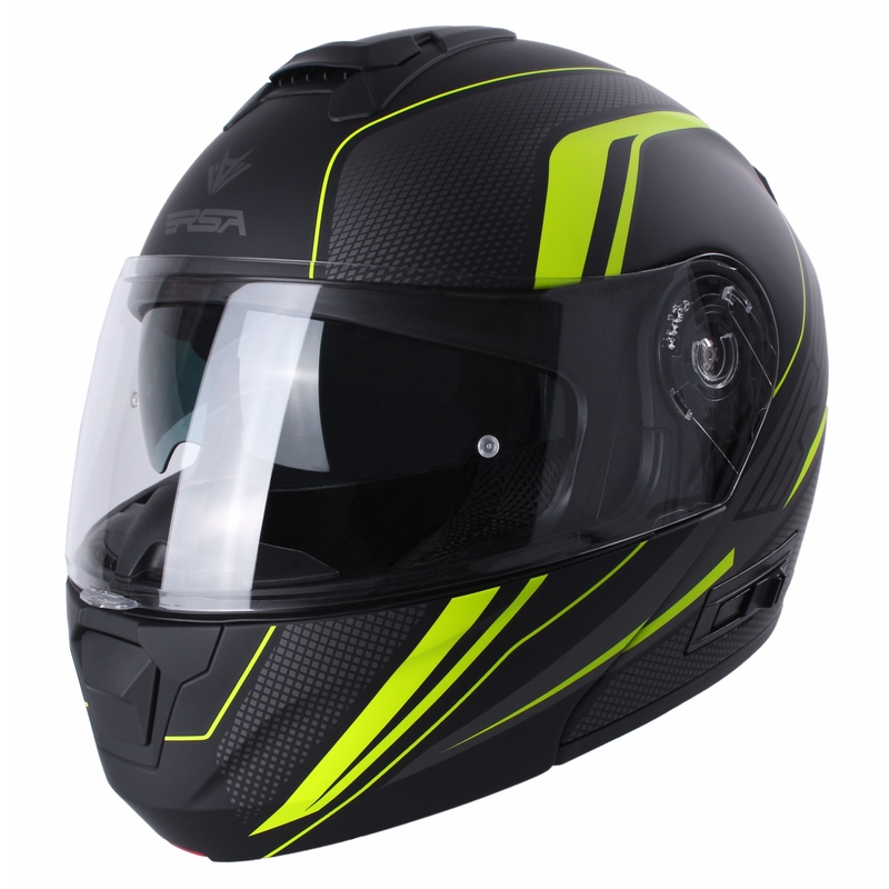 RSA Rival sort-grå-fluo-gul tip-up motorcykelhjelm