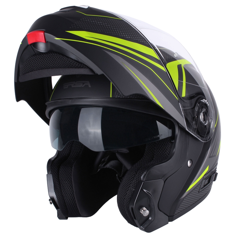 RSA Rival sort-grå-fluo-gul tip-up motorcykelhjelm