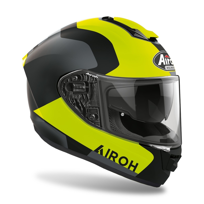 Integreret motorcykelhjelm Airoh ST.501 Dock 2022 fluogul mat udsalg