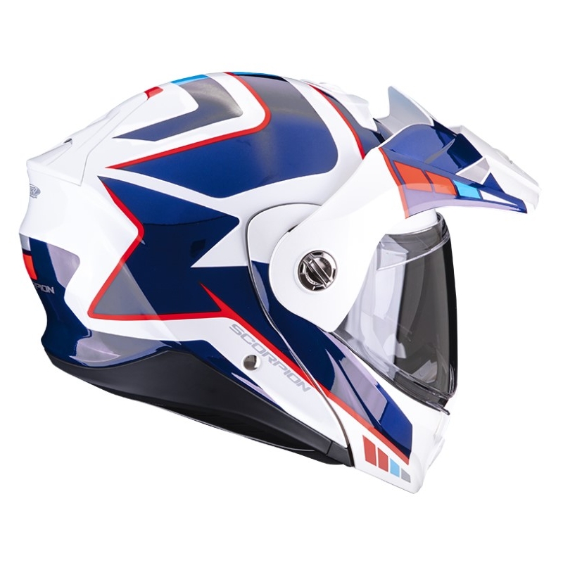 Motorcykelhjelm SCORPION ADX-2 CAMINO pearl hvid-blå-rød udsalg