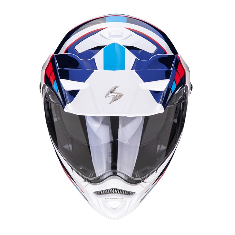 Motorcykelhjelm SCORPION ADX-2 CAMINO pearl hvid-blå-rød udsalg
