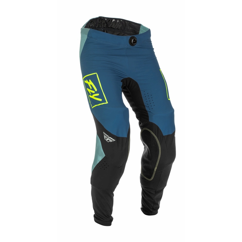 Motokrosové kalhoty FLY Racing Lite 2022 šedo-tyrkysové hi-vis