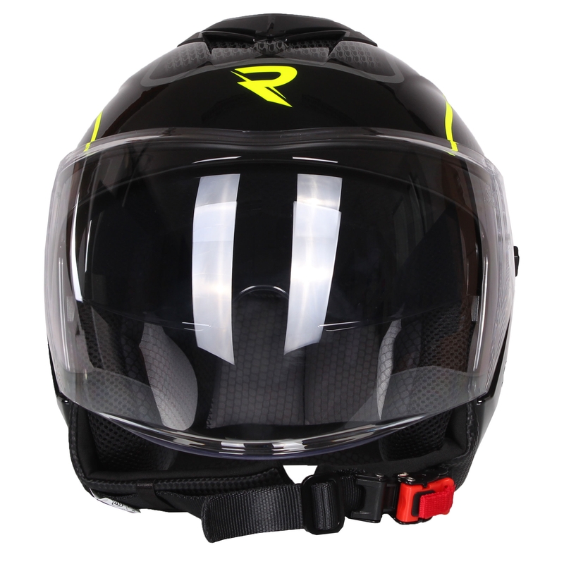 Åben motorcykelhjelm Street Racer Pilot sort og gul