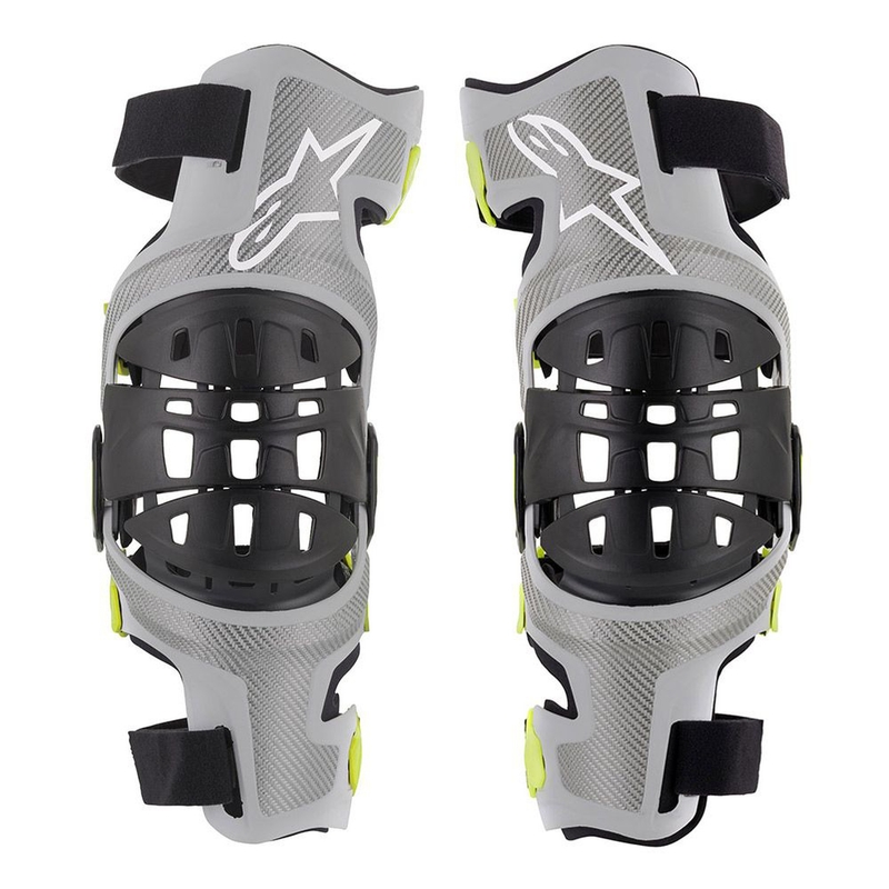Alpinestars Bionic-7 sølv-fluogule knæbeskyttere