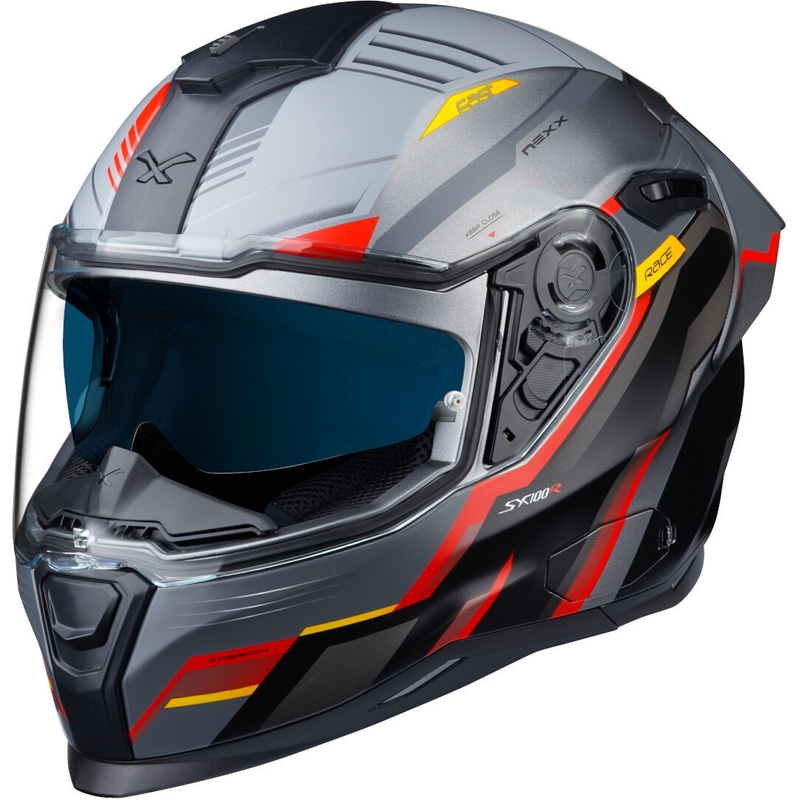 Integreret motorcykelhjelm NEXX SX.100R Gridline grå-rød udsalg