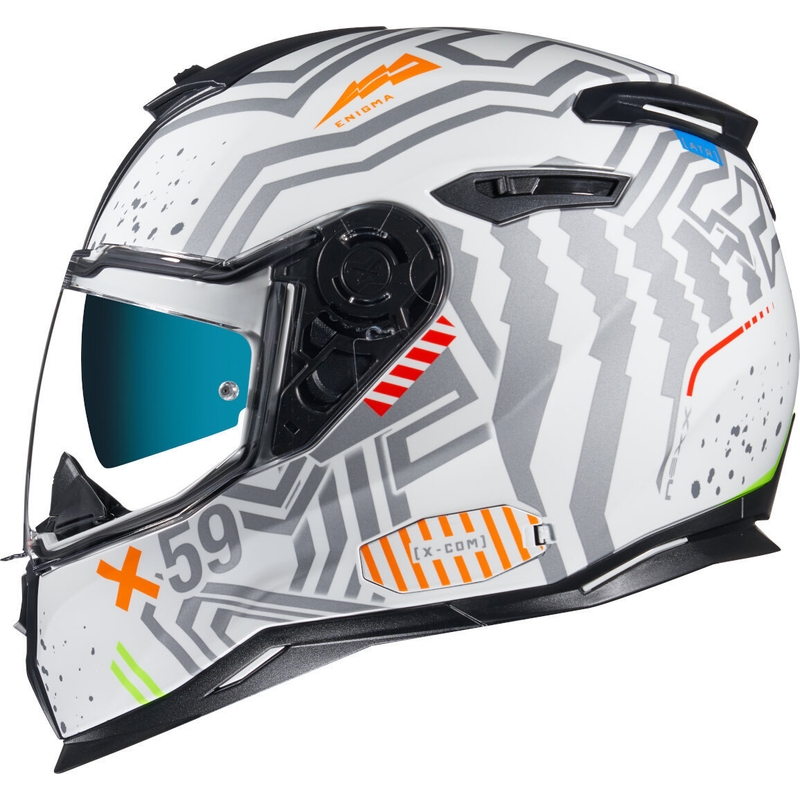 NEXX SX.100 Enigma integreret motorcykelhjelm hvid-sølv udsalg