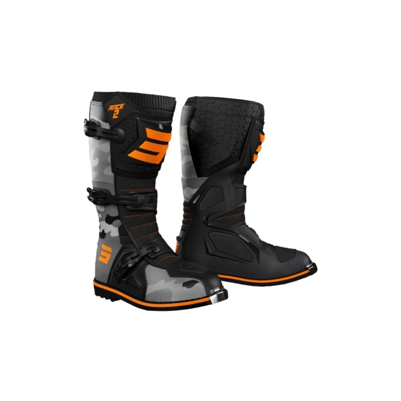 Shot Race 2 sort-camo-fluo-orange motorcykelstøvler