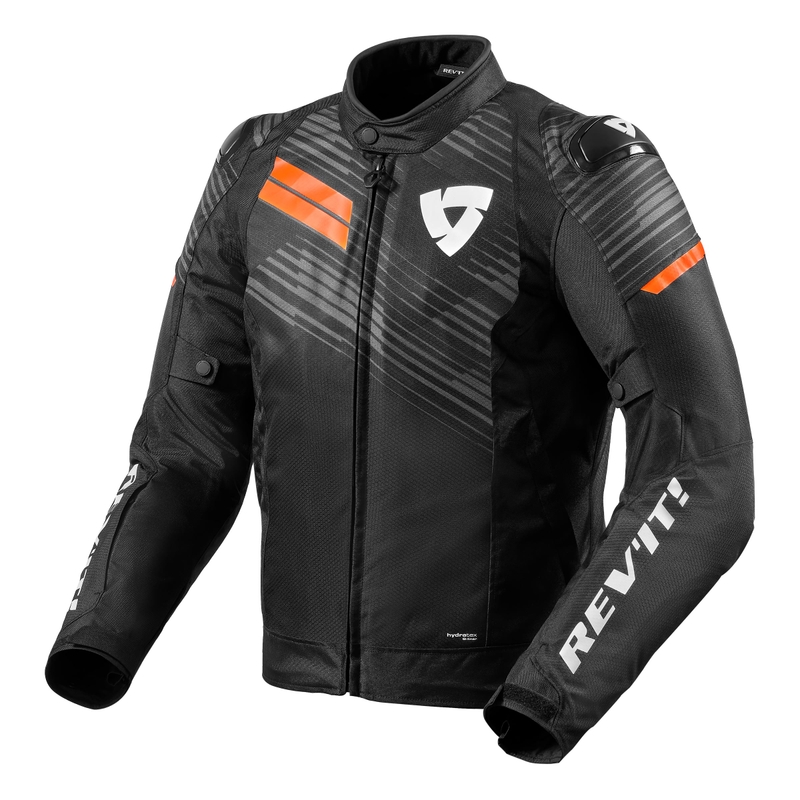 Motorcykeljakke Revit Apex H2O sort-fluo-orange udsalg