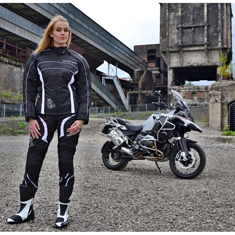 Motorcykeldragt til kvinder RSA SW-01 hvid - 2 stk. udsalg