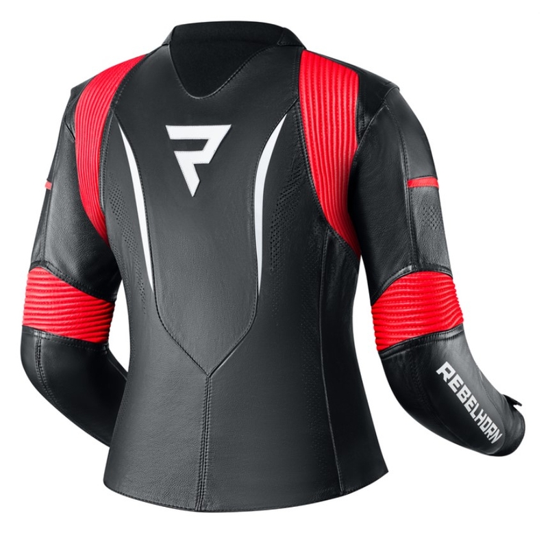 Rebelhorn Rebel Black-White-Fluo Red motorcykeljakke til kvinder