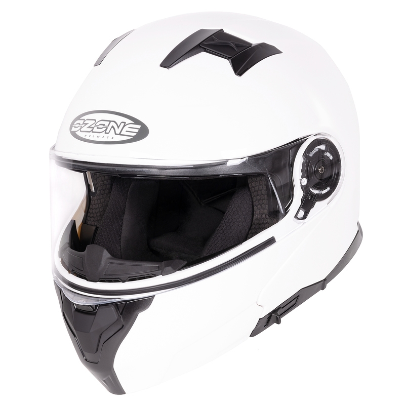 Ozone Flip Up motorcykelhjelm Storm White Gloss udsalg