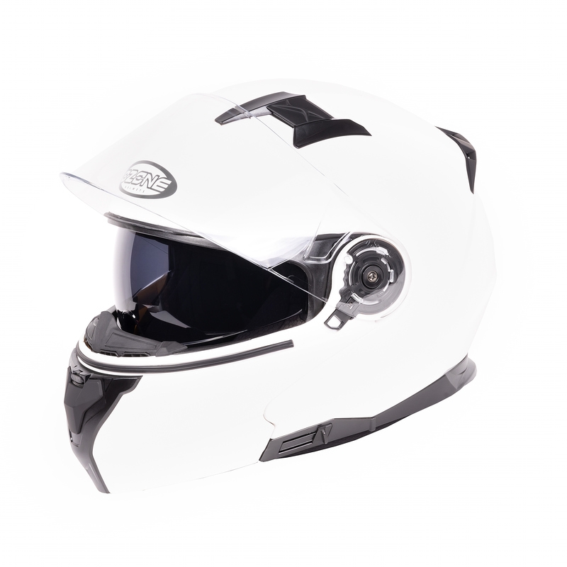 Ozone Flip Up motorcykelhjelm Storm White Gloss udsalg