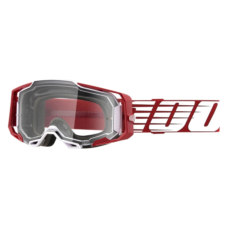 Motocrossbriller 100% ARMEGA Oversized Deep red (klar plexi)