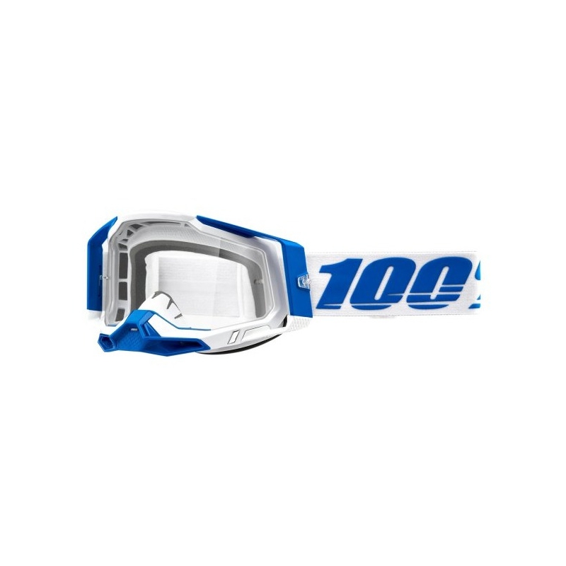 Motocrossbriller 100% RACECRAFT 2 Isola blå og hvid (klar plexi)
