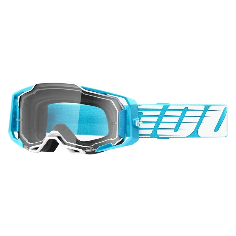 Motocrossbriller 100% ARMEGA Oversized Sky turkis (klar plexi)