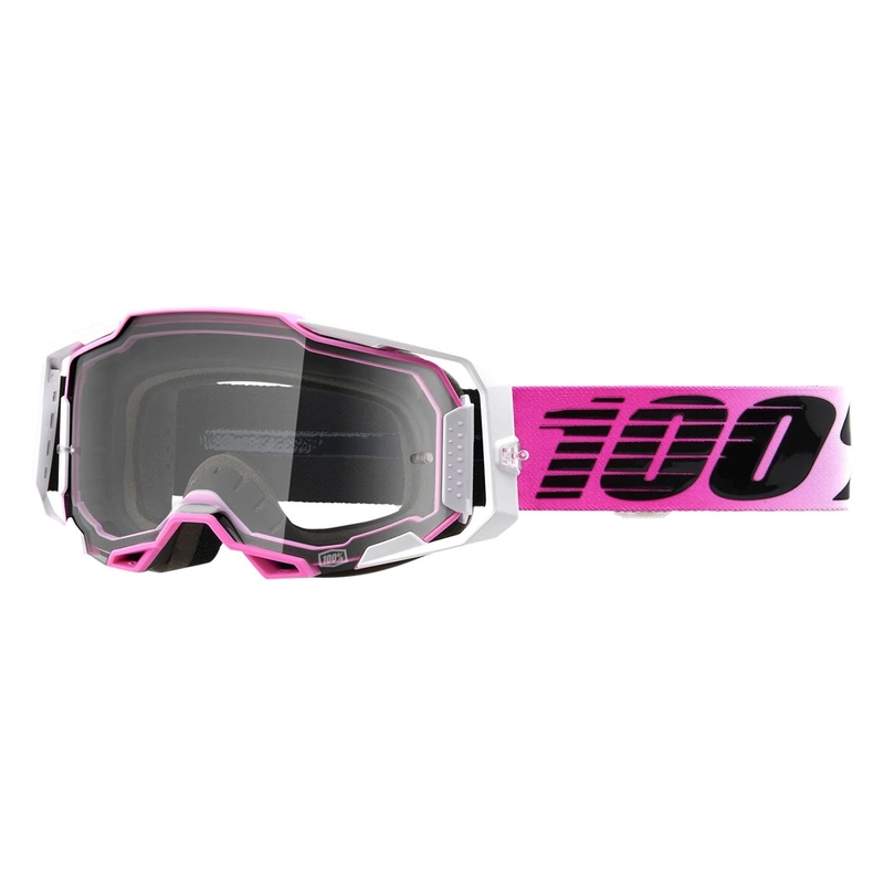 Motocrossbriller 100% ARMEGA Harmony sort-hvid-pink (klar plexi)