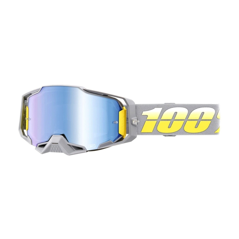 Motocross-briller 100% ARMEGA Complex gul-grå (blå plexi)