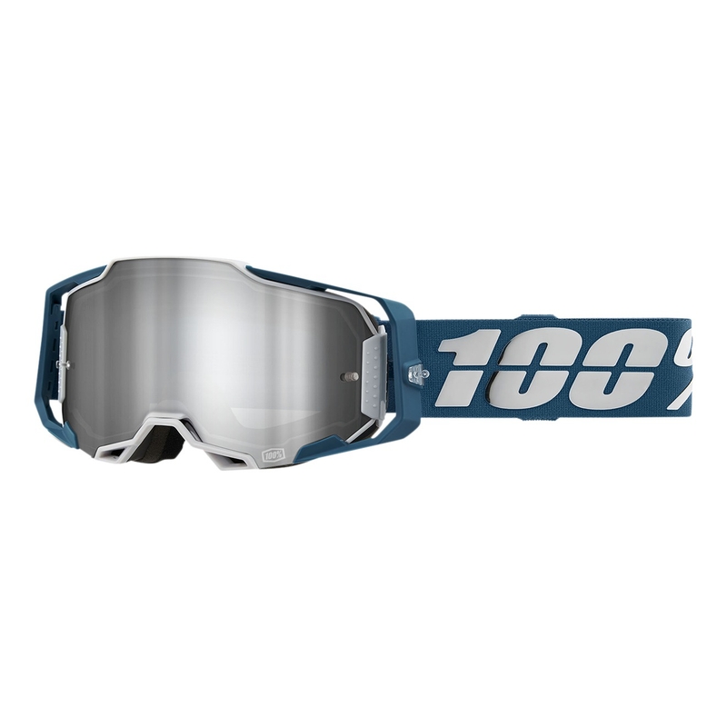 Motocrossbriller 100 % ARMEGA Albar gråblå (sølvfarvet plexi)