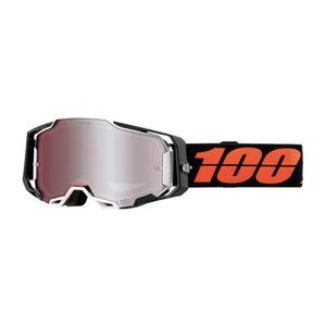 Motocrossbriller 100% ARMEGA Blacktail HIPER orange-sort (sølvfarvet plexi)