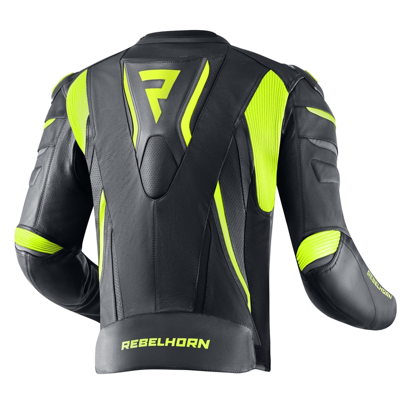 Rebelhorn Fighter sort-fluogul motorcykeljakke udsalg