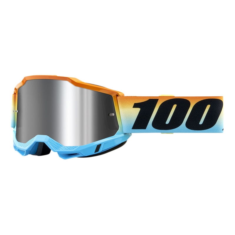 Motocrossbriller 100% ACCURI 2 Sunset blå-gul-orange (sølv plexi)