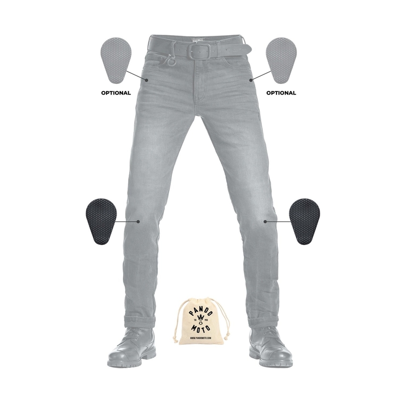 Motorcykeljeans PANDO MOTO Robby Slim sort udsalg