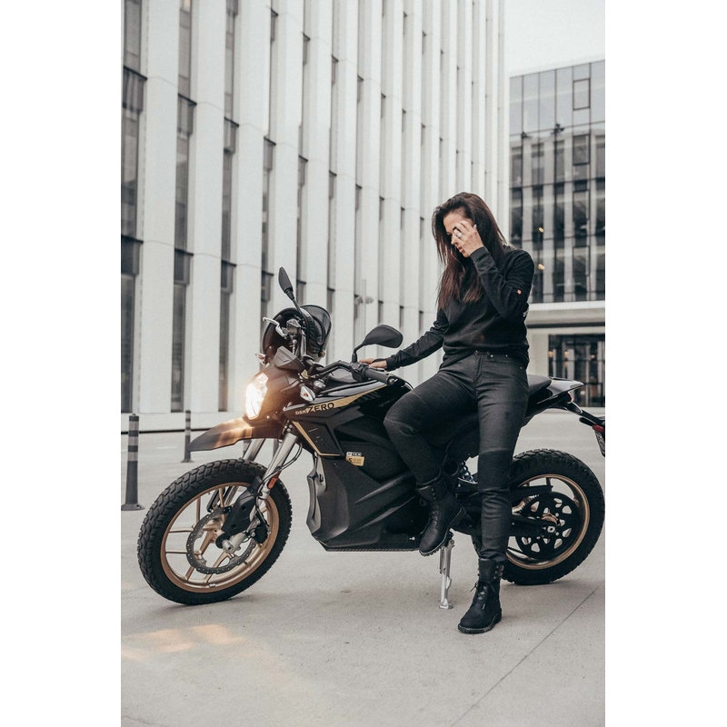 Motorcykeljeans til kvinder PANDO MOTO Kusari Kev sort udsalg