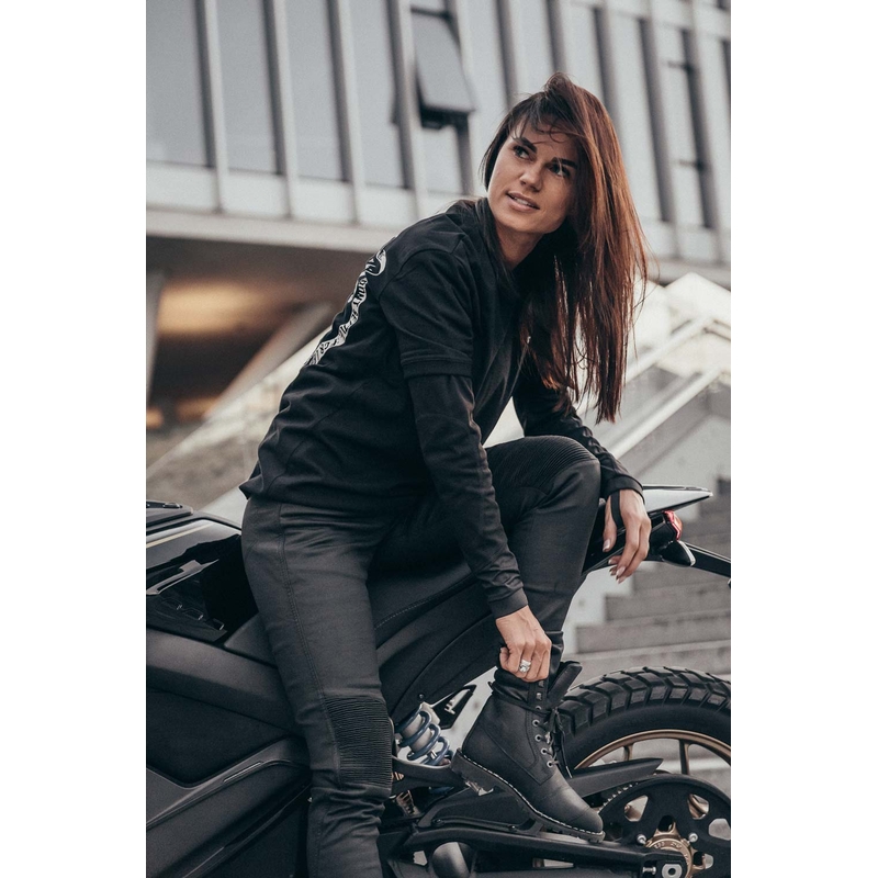 Motorcykeljeans til kvinder PANDO MOTO Kusari Kev sort udsalg