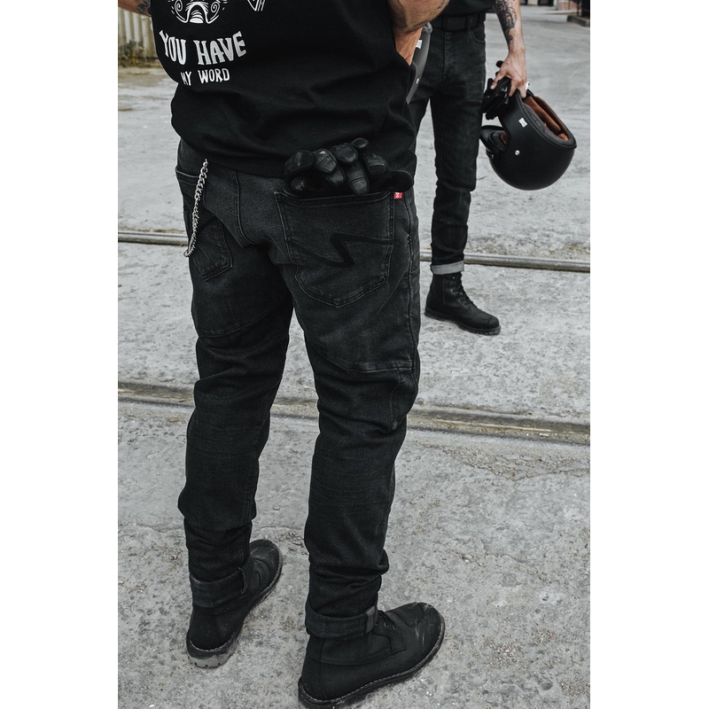 Motorcykeljeans PANDO MOTO Boss Dyn sort udsalg