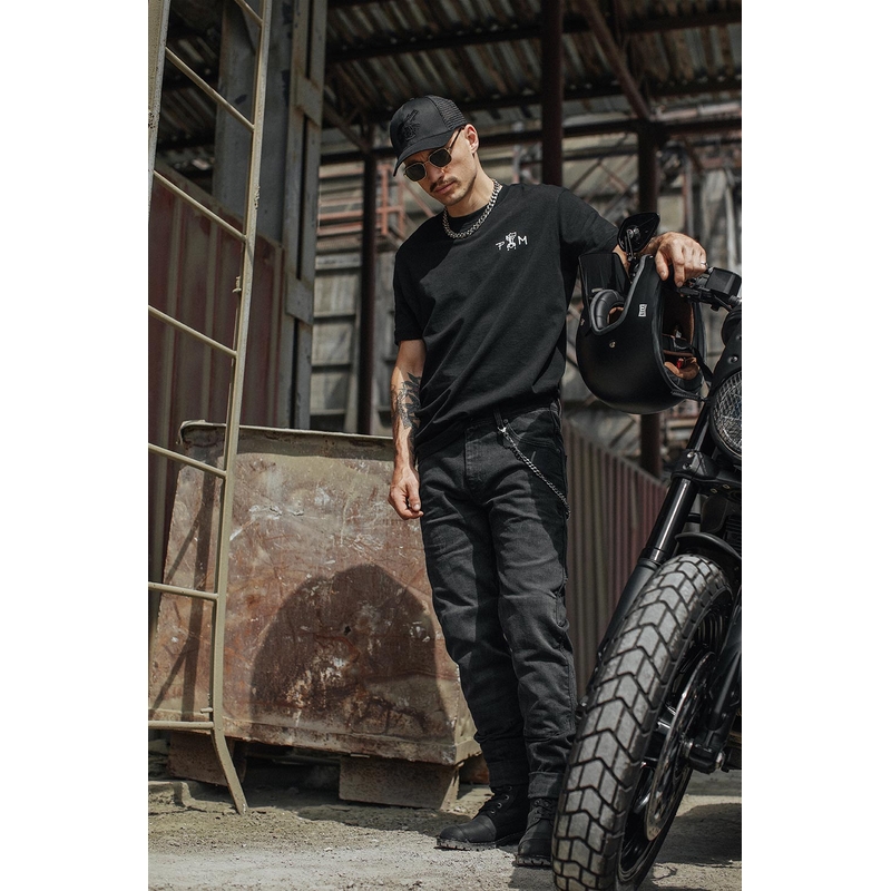 Motorcykeljeans PANDO MOTO Boss Dyn sort udsalg