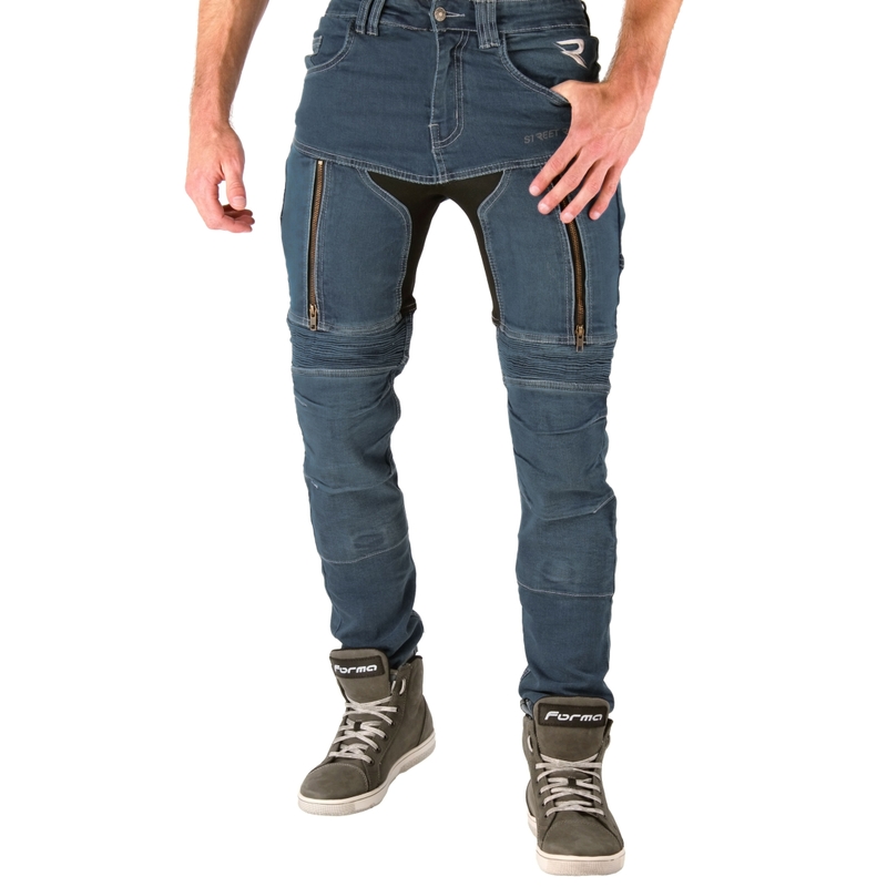 Jeansy na motorku Street Racer Denim seprané modré výprodej