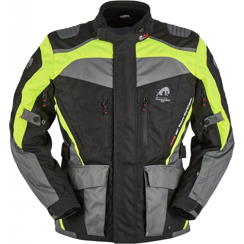 Furygan Apalaches sort-fluogul motorcykeljakke