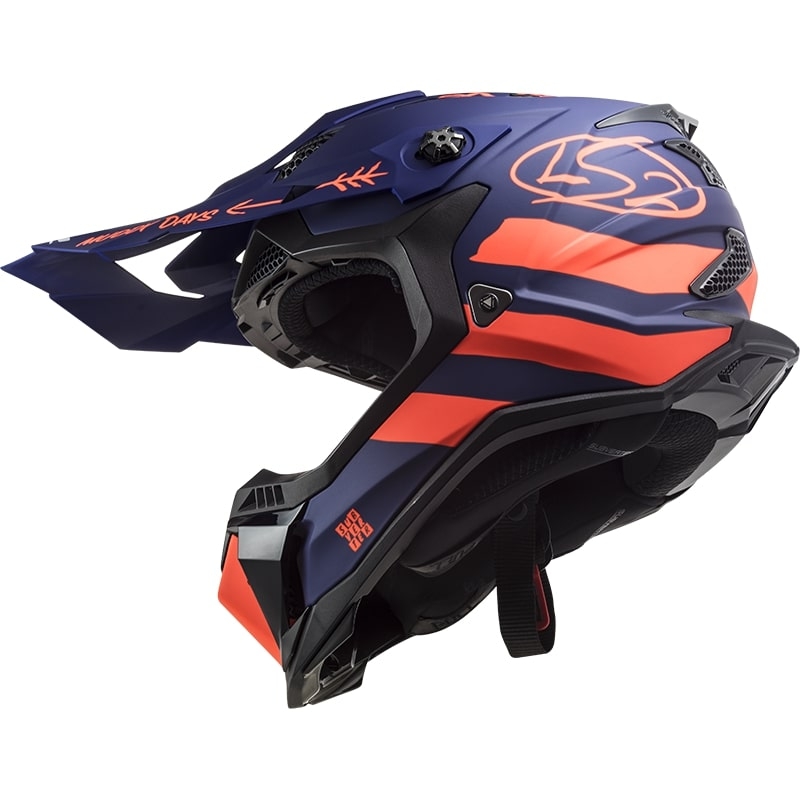 Motokrosová přilba LS2 MX700 Subverter Cargo modro-fluo oranžová matná