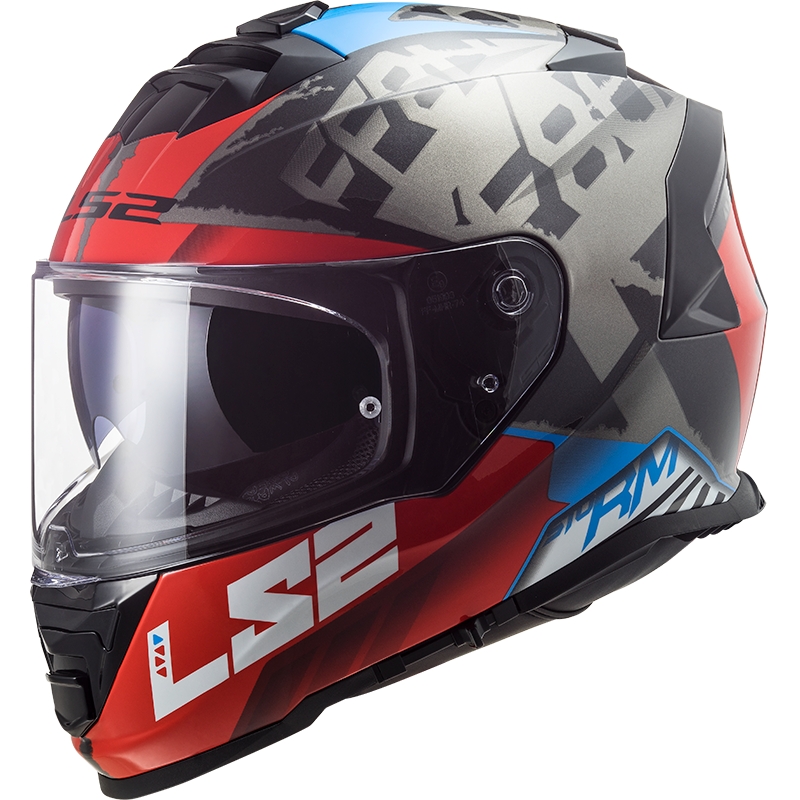 LS2 FF800 Storm Sprinter sort-rød-titanium integreret motorcykelhjelm
