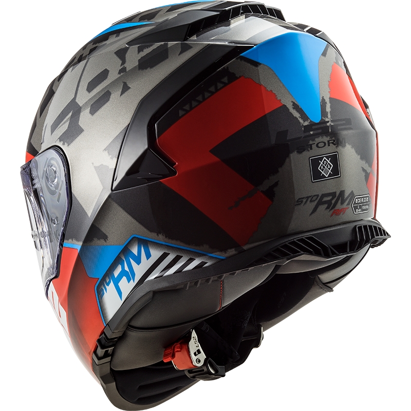 LS2 FF800 Storm Sprinter sort-rød-titanium integreret motorcykelhjelm