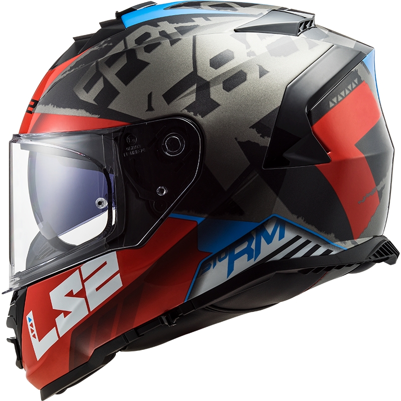 LS2 FF800 Storm Sprinter sort-rød-titanium integreret motorcykelhjelm