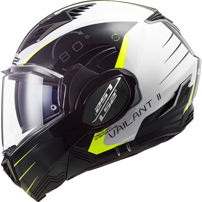 Překlápěcí přilba na motorku LS2 FF900 Valiant II Codex černo-fluo žluto-bílá